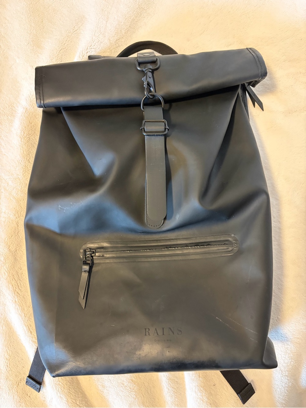 Rains Black Rolltop Backpack - Waterproof Bag
